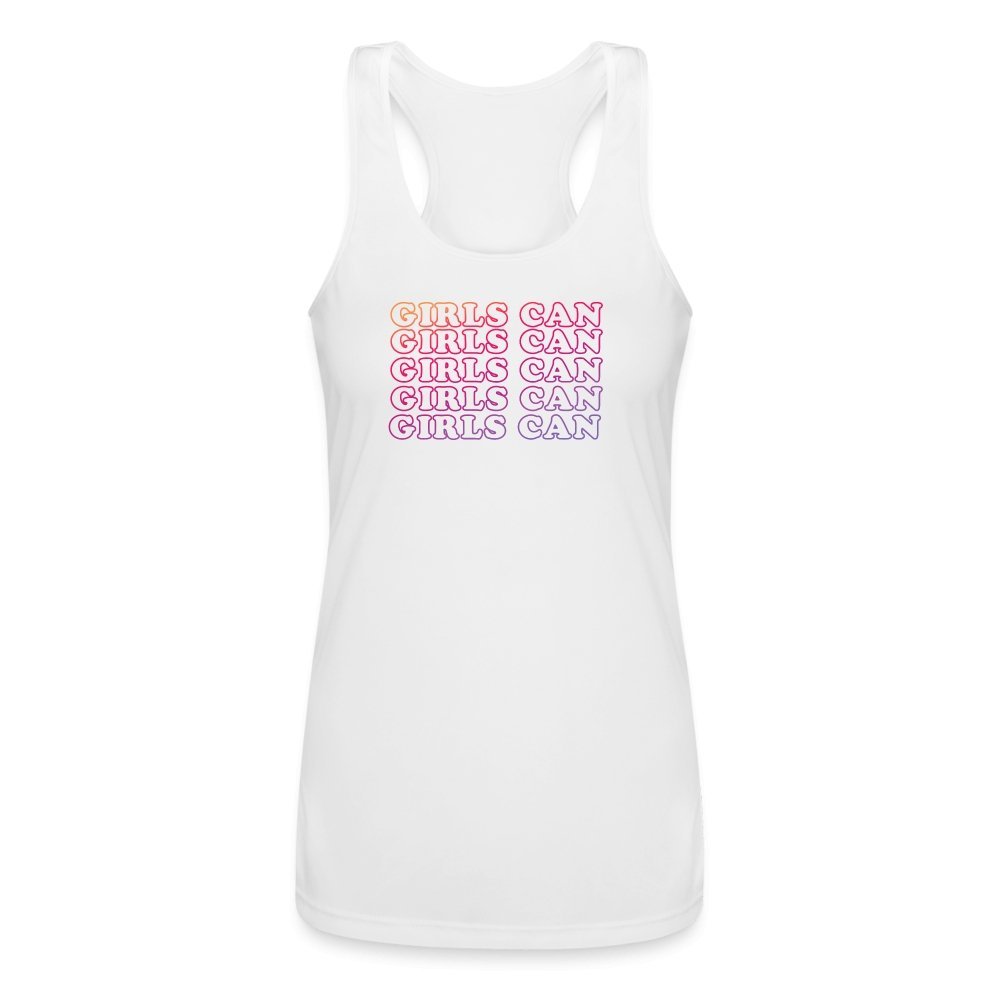 'Girls Can' Empowering Fitness Fam Performance Tank Top - Motivational Workout Apparel for Women" - Fitness Fam Apparel