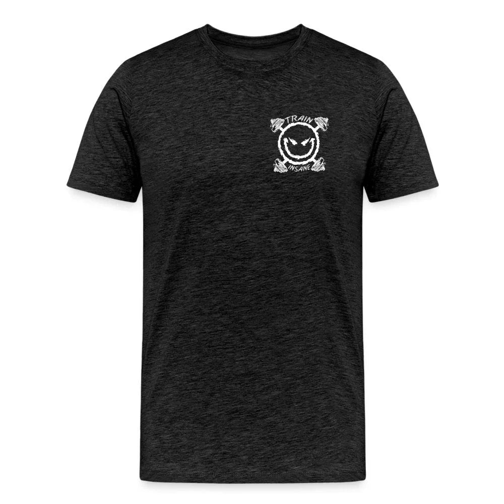Smiley face train insane Men's Premium T-Shirt - Fitness Fam Apparel