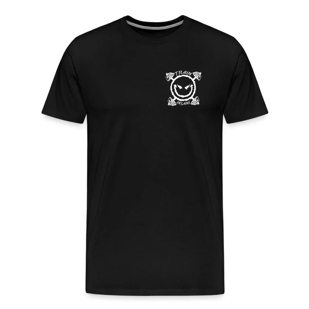 Smiley face train insane Men's Premium T-Shirt - Fitness Fam Apparel